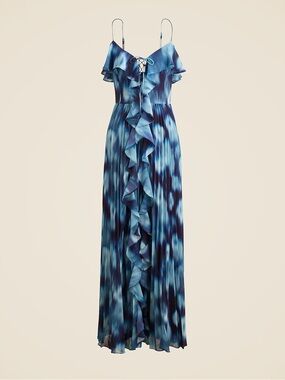 J. Crew Collection chiffon ruffle dress in blurry floral print